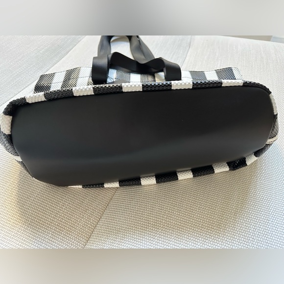 ZARA black & white striped woven tote bag NWT - Picture 3 of 10